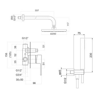 Душевая система встраиваемая Webert Pegaso PE890103010, золото — фото 2, Душевые системы
