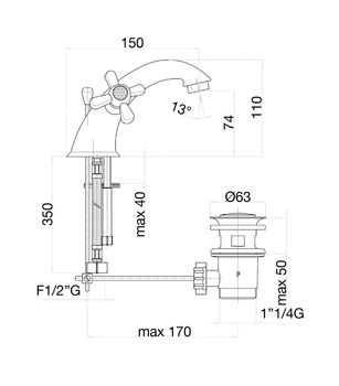 Смеситель для раковины Fiore MARGOT SKY (SWAROVSKI®) 01OO0622, золото — фото 2, Смесители для раковины