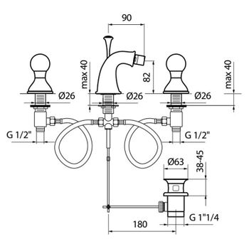 Смеситель для биде Webert Karenina KA710202017, хром/золото — фото 2, Смесители для биде