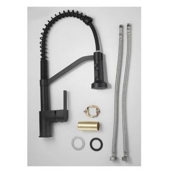 Смеситель для кухни с гибким изливом и режимом душ Haiba HB73826-7, черный — фото 3, Смесители для кухни