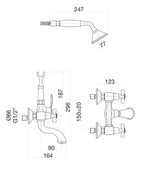 Смеситель для ванны Fiore MARGOT 26CO0600, хром/золото — фото 2, Смеситель для ванны