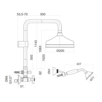 Душевая система Webert Armony AM760405060, медь — фото 2, Душевые системы