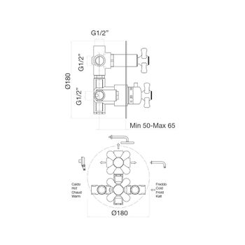 Смеситель для душа встраиваемый с термостатом Webert Armony AM970903060, медь — фото 2, Смеситель для душа