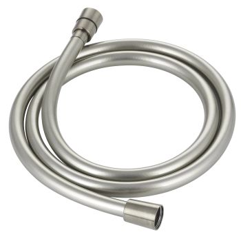 AQM1502BN Шланг душевой, ПВХ, 1500 мм, с латунными коническими гайками и защитой от перекручивания, никель шлифованный — фото 1, Душевые шланги