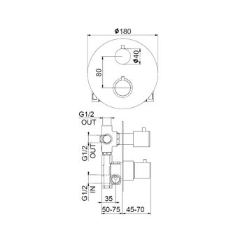 Смеситель для душа встраиваемый с термостатом Webert Sax Evolution SE970903010, золото — фото 2, Смеситель для душа