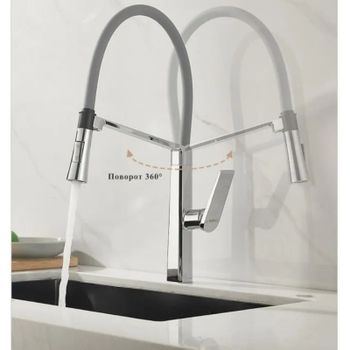 Смеситель для кухни с гибким изливом и режимом душ Haiba HB73827, хром — фото 4, Смесители для кухни