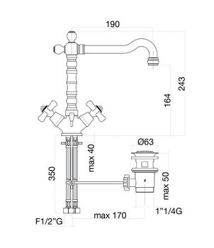 Смеситель для раковины Fiore MARGOT SKY (SWAROVSKI®) 01ZZ0625, бронза — фото 2, Смесители для раковины