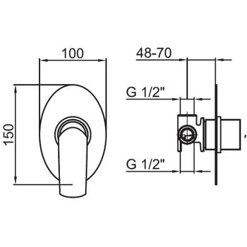 Смеситель для душа встраиваемый Webert Aria AI880101560, черный — фото 2, Смеситель для душа
