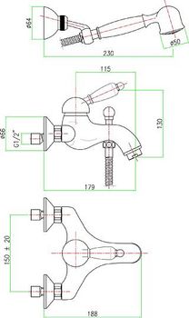 Товар: Смеситель для ванны Fiore Jafar 47CO5103, хром-золото - фото 2 Смеситель для ванны Fiore Jafar 47CO5103, хром-золото — фото 2, Смеситель для ванны