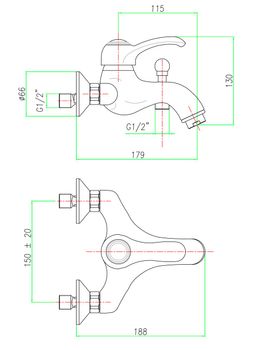 Смеситель для ванны Webert Aurora AU850102017 — фото 2, Смеситель для ванны