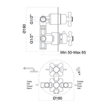 Товар: Смеситель для душа встраиваемый с термостатом Webert Ottocento OT970902010, золото - фото 2 Смеситель для душа встраиваемый с термостатом Webert Ottocento OT970902010, золото — фото 2, Смеситель для душа