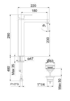 Смеситель для раковины Fiore KATANA 77CR7525, хром — фото 2, Смесители для раковины