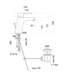 Смеситель для раковины Fiore KEVON CHIC 81BX8123, хром/черный — фото 2, Смесители для раковины