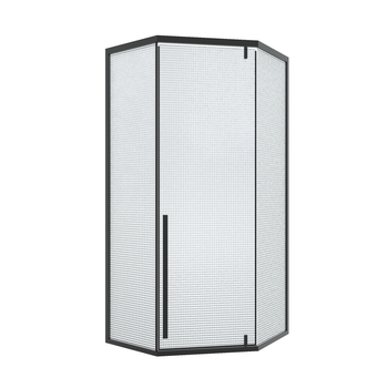 Душевой уголок Ceruttispa 90x90 C3ABD профиль Черный стекло рифленое — фото 1, Душевые уголки трапеция