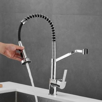 Товар: Смеситель для кухни с гибким изливом и режимом душ Haiba HB73826, хром - фото 5 Смеситель для кухни с гибким изливом и режимом душ Haiba HB73826, хром — фото 5, Смесители для кухни