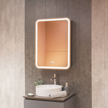 AQM9204 600х800 Зеркальный шкаф ЛЕВЫЙ с подсветкой, подогревом и часами, корпус Антрацит — фото 3, Зеркальные шкафы в ванную