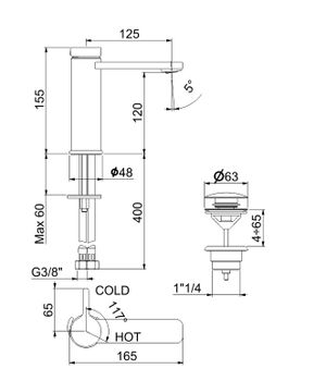 Смеситель для раковины Webert Coral CO830102560, черный — фото 2, Смесители для раковины