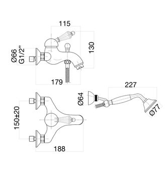 Смеситель для ванны Fiore IMPERIAL-SKY (SWAROVSKI®) 82OO5104, золото — фото 2, Смеситель для ванны