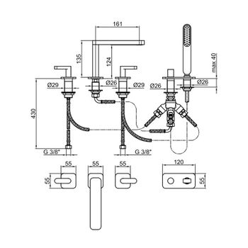Смеситель на борт ванны Webert Living LV730401345, никель — фото 2, Смесители на борт ванны