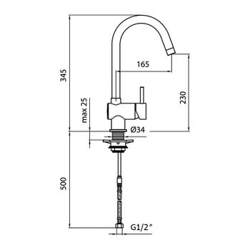 Смеситель для кухни Webert Indo Plus IP920302015, хром — фото 2, Смесители для кухни