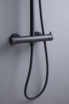Душевая система Allen Brau Fantasy 5.11001-31 с термостатом Черная матовая — фото 9, Душевые стойки