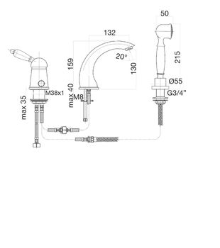 Товар: Смеситель на борт ванны Fiore IMPERIAL 83OO5105, золото - фото 2 Смеситель на борт ванны Fiore IMPERIAL 83OO5105, золото — фото 2, Смесители на борт ванны