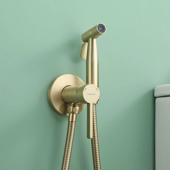 Гигиенический душ со смесителем Splenka S221.52.03, сатин золотой — фото 8, Гигиенические души