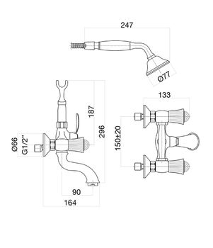 Смеситель для ванны Fiore VENERE SKY (SWAROVSKI®) 13CR0600, золото — фото 2, Смеситель для ванны