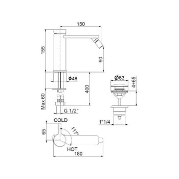 Товар: Смеситель для биде Webert Coral CO840102560, черный - фото 2 Смеситель для биде Webert Coral CO840102560, черный — фото 2, Смесители для биде