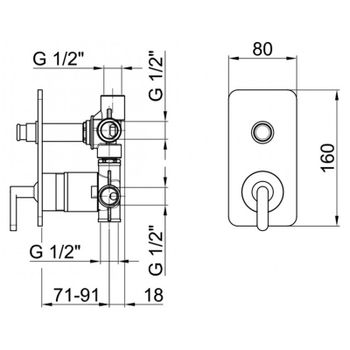 Смеситель для душа встраиваемый Webert Living LV860101015, хром — фото 2, Смеситель для душа
