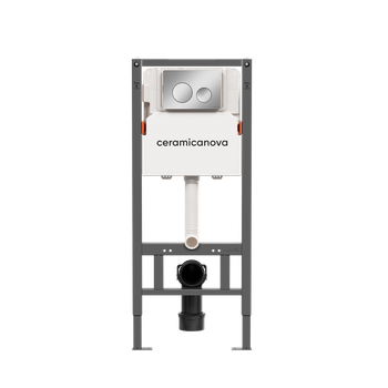 Система инсталляции для унитазов CERAMICANOVA Balance с кнопкой смыва Circle, цвет хром глянцевый, с — фото 1, Инсталляции для унитазов