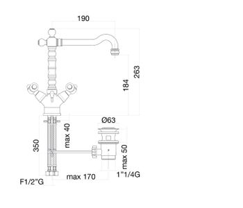 Смеситель для кухни Fiore COLONIALE BLACK 22CO0625, хром/золото — фото 2, Смесители для кухни