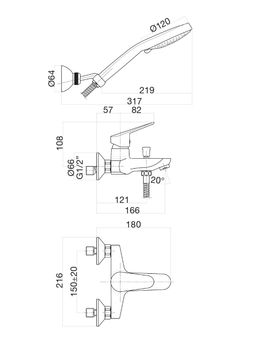 Смеситель для ванны Fiore KYRO 86CR8151, хром — фото 2, Смеситель для ванны