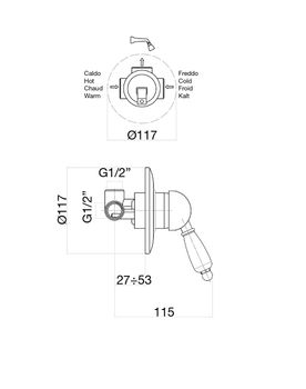 Смеситель для душа Fiore IMPERIAL BLACK 89CO5130, хром/золото — фото 2, Смеситель для душа